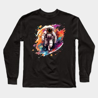 Colorful abstract astronaut watercolor Long Sleeve T-Shirt